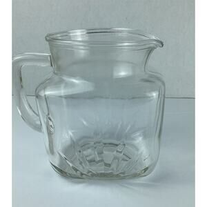 VTG Federal Glass Clear Pitcher Sunrise Starburst Pattern Juice 1950s 32 OZ